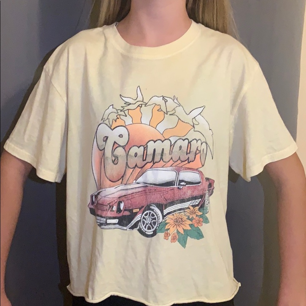 Yellow Cropped Short Sleeve Tee Shirt